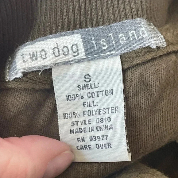 Two Dog Island quilted zip vest – olive/army green, cotton shell, size S - Picture 6 of 10